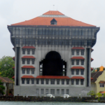 Historic colonial building along Kerala waterfront