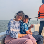 Family enjoying a luxury Elephanta Caves private speedboat tour across the Arabian Sea from Mumbai