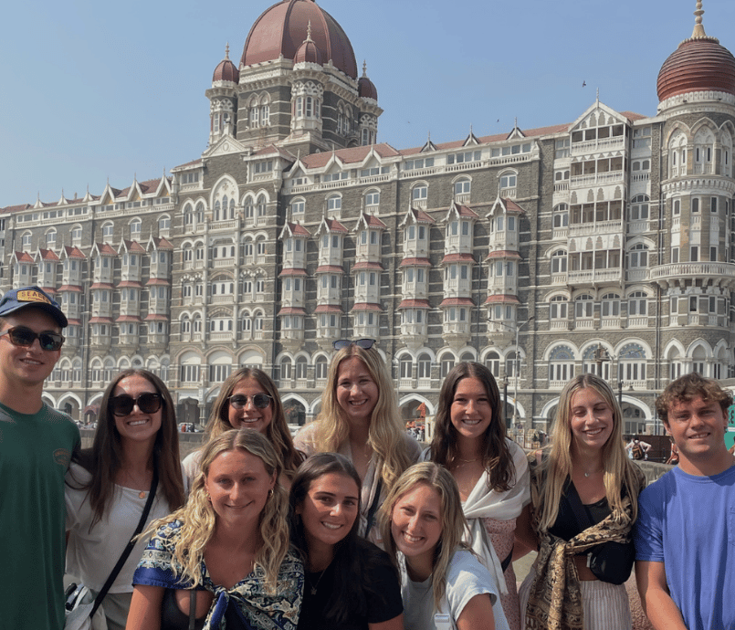 Guests travelling by speedboat from Mumbai Harbour to Elephanta Island for the Elephanta Caves experience